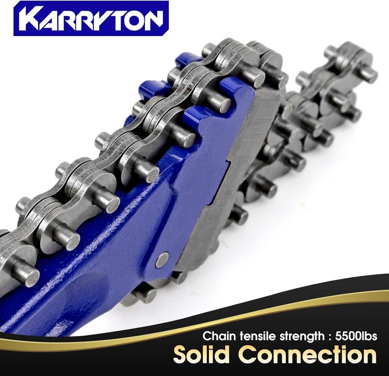 KARRYTON 14" Chain Pipe Wrench 2" - 5" Pipe Diameters, 18.5" Chain Length Max Breaking Load 5500Lbs, Heavy Duty Plumbing Tool for Pipe Installation, Oil Fields Operations and Maintenance - Image 5